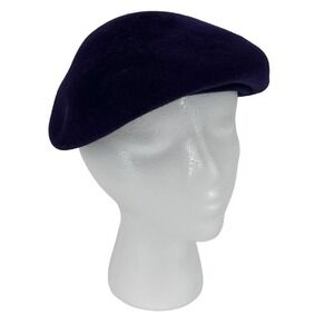 Vintage 60’s Beret Merfelt Merrimac‎ Wool Hat Purple Navy Blue 22”